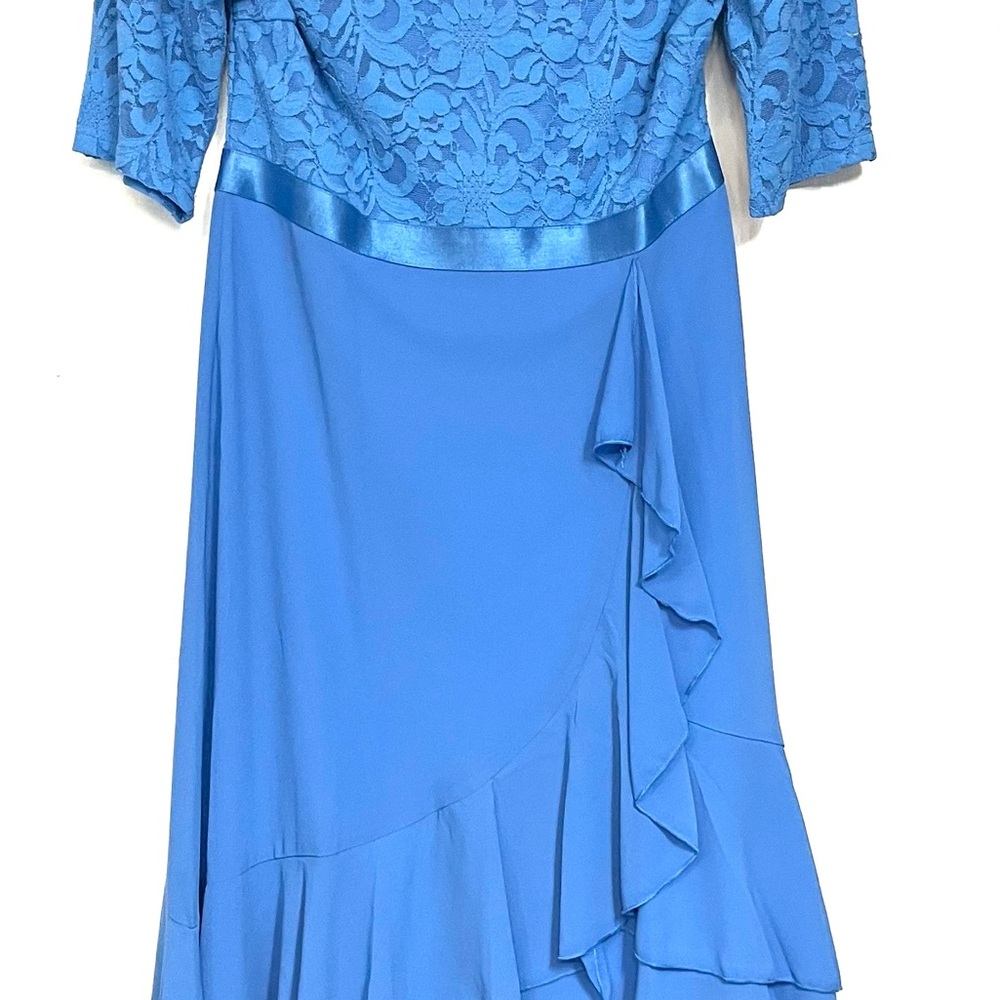 Miusol Elegant Blue Lace Asymmetrical Dress